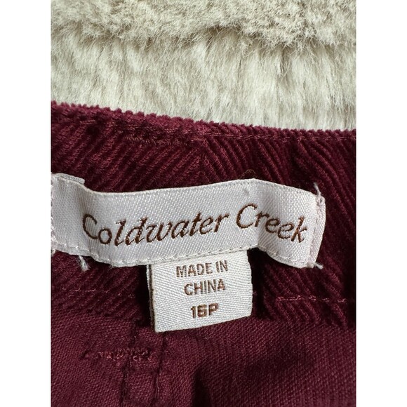 Coldwater Creek Corduroy Pants Jean Stretch Straight Leg Size 16P Maroon Red EUC - Picture 4 of 7